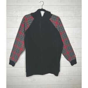 Torrid Fleece Flannel Hooded Sweatshirt Black Plaid Mixed Media size 2(2X)